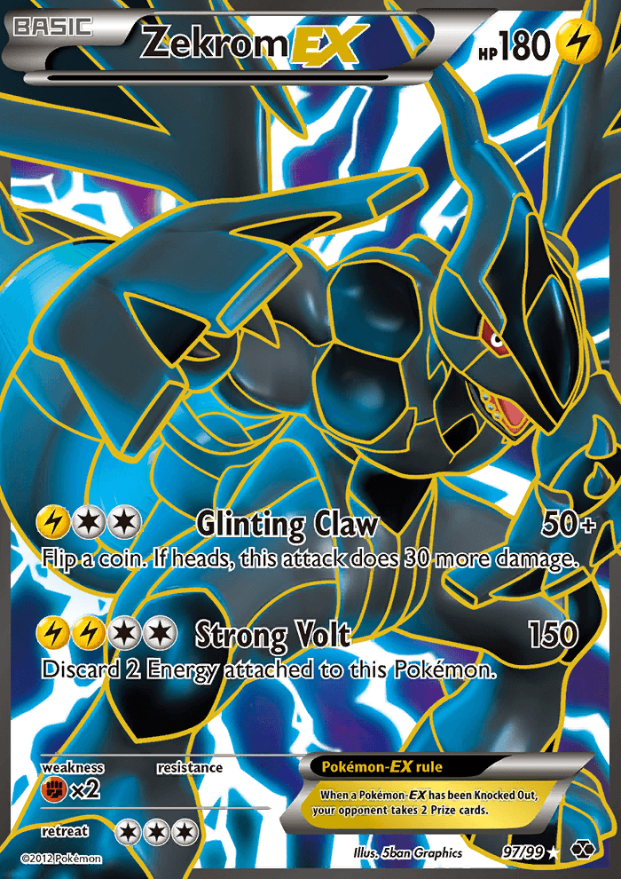 Zekrom EX 97/99 BW Next Destinies Holo Ultra Rare Full Art Pokemon Card