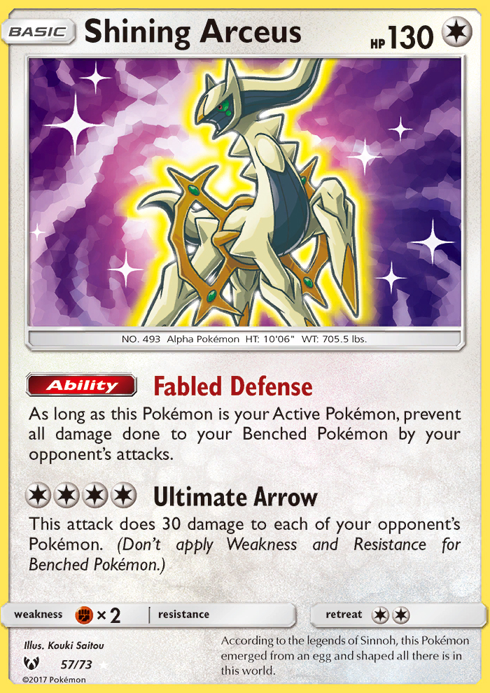 Shining Arceus 57/73 SM Shining Legends Holo Rare Pokemon Card NEAR