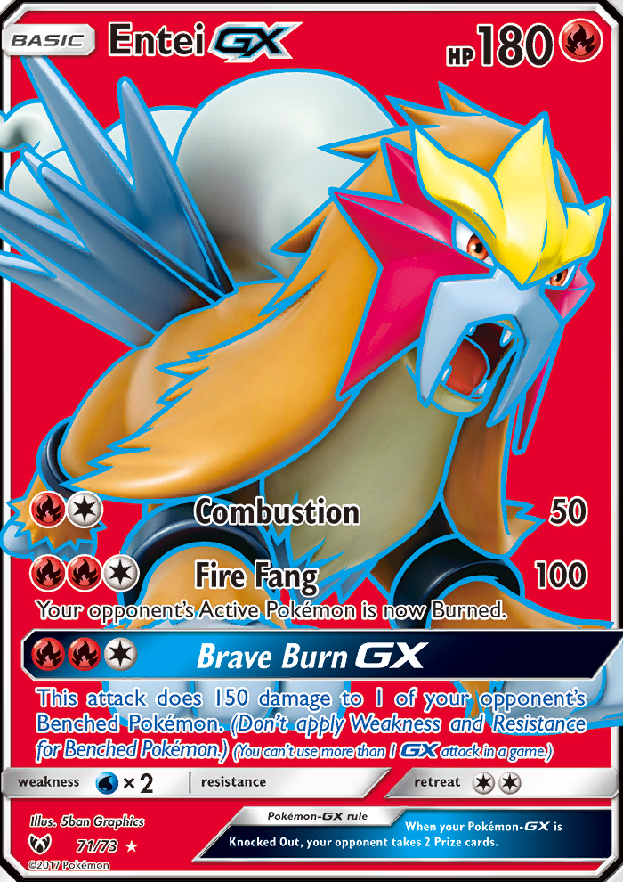 Entei GX 71 73 SM Shining Legends Full Art Ultra Rare Pokemon Card NEAR 
