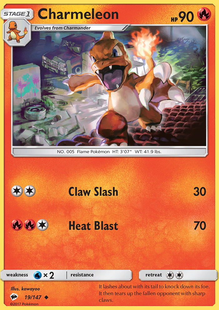 Charmeleon 19/147 SM Burning Shadows Uncommon Pokemon Card NEAR MINT TCG
