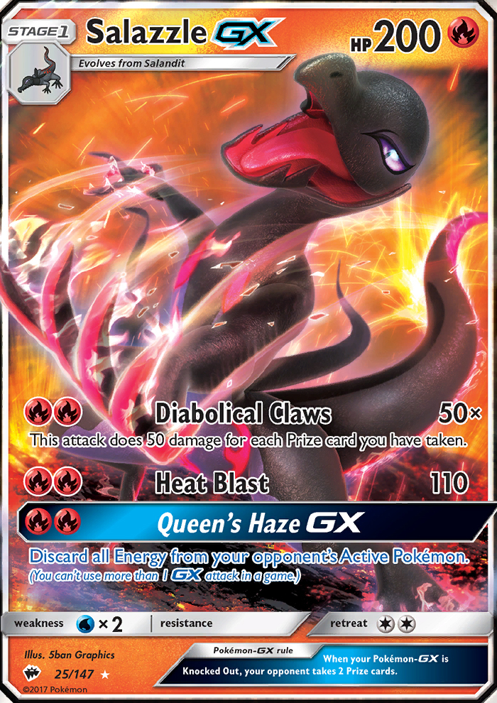Details about  / Salazzle GX 25//147 Holo Rare Burning Shadows NM with Tracking