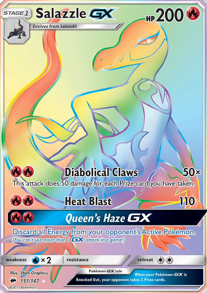 Salazzle GX 151/147 SM Burning Shadows Hyper Rare Full Art Holo Pokemon
