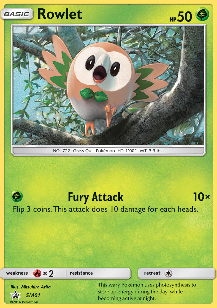 Rowlet SM01 Black Star Promo Pokemon Card NEAR MINT TCG
