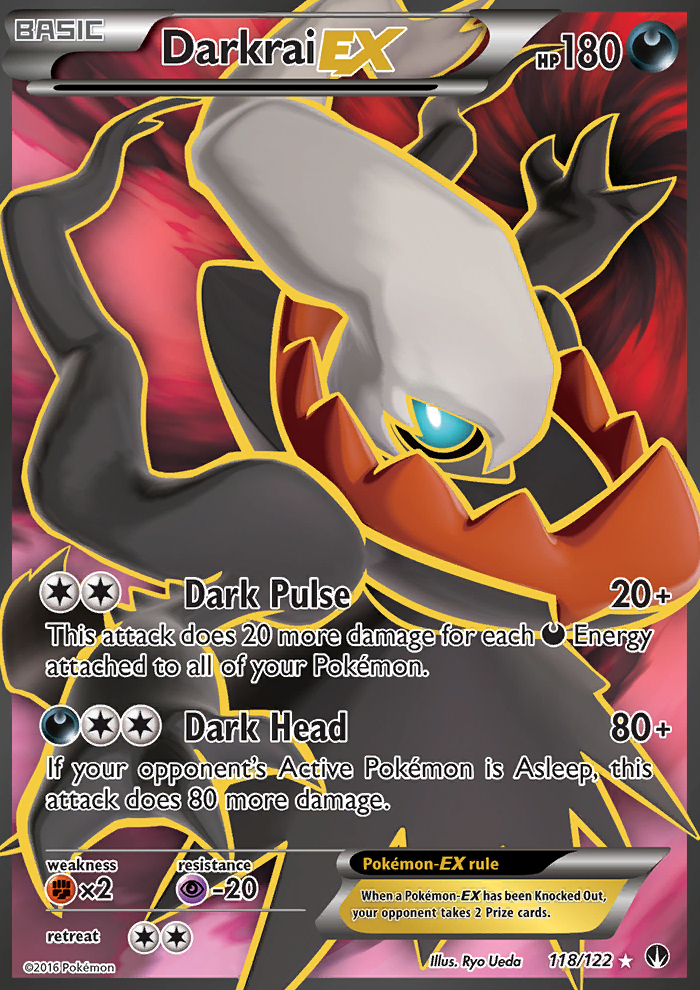 Darkrai Ex 118 122 Xy Breakpoint Ultra Rare Full Art Holo Pokemon Card Near Mint Tcg