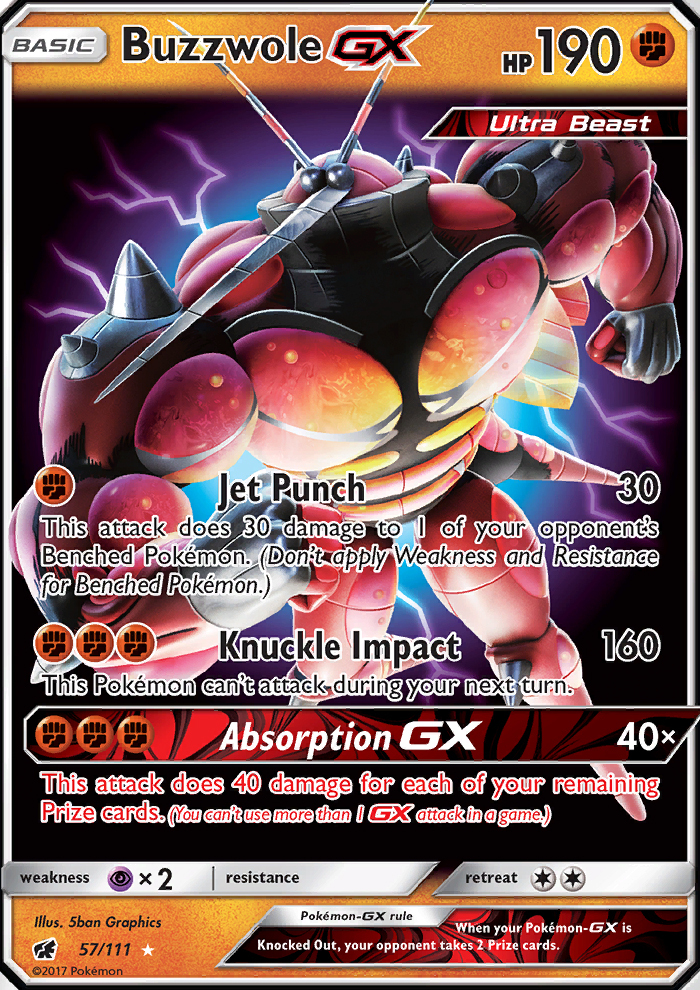 buzzwole gx 57 111 sm crimson invasion ultra rare holo singles christmas card