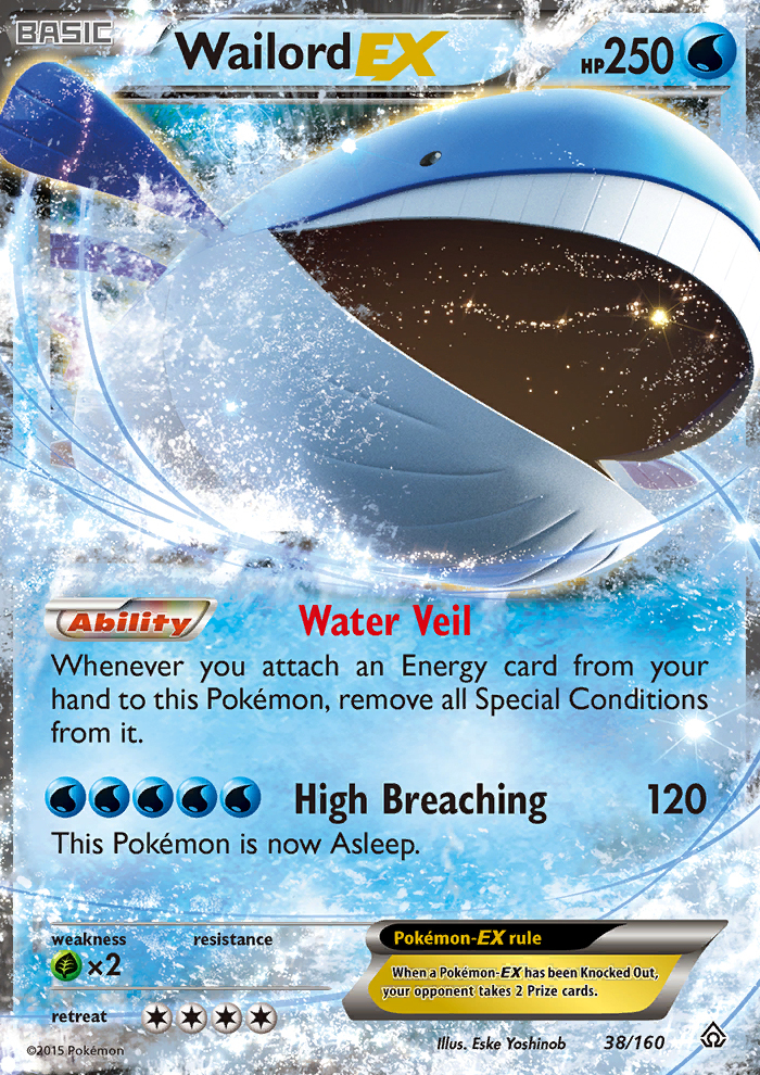Wailord EX 38/160 XY Primal Clash Ultra Rare Holo Pokemon Card NEAR MINT TCG