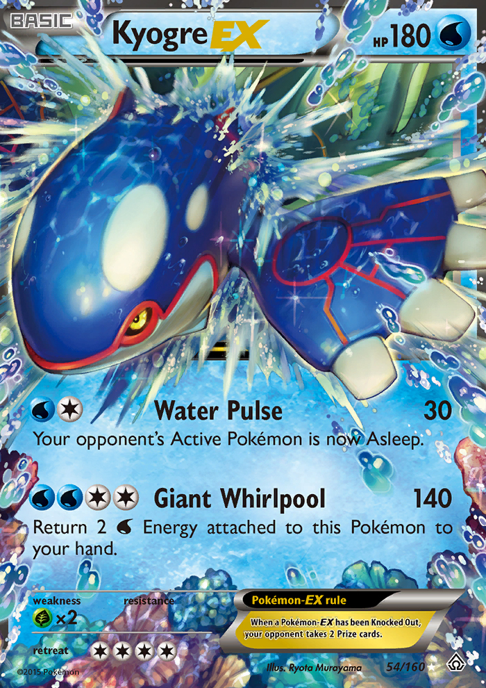 Kyogre EX 54/160 XY Primal Clash Ultra Rare Holo Pokemon Card NEAR MINT TCG