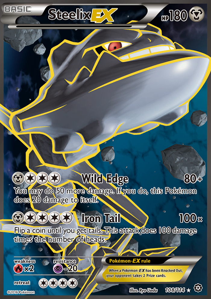 Steelix EX 108 114 XY Steam Siege Holo Ultra Rare Full Art Pokemon Card 