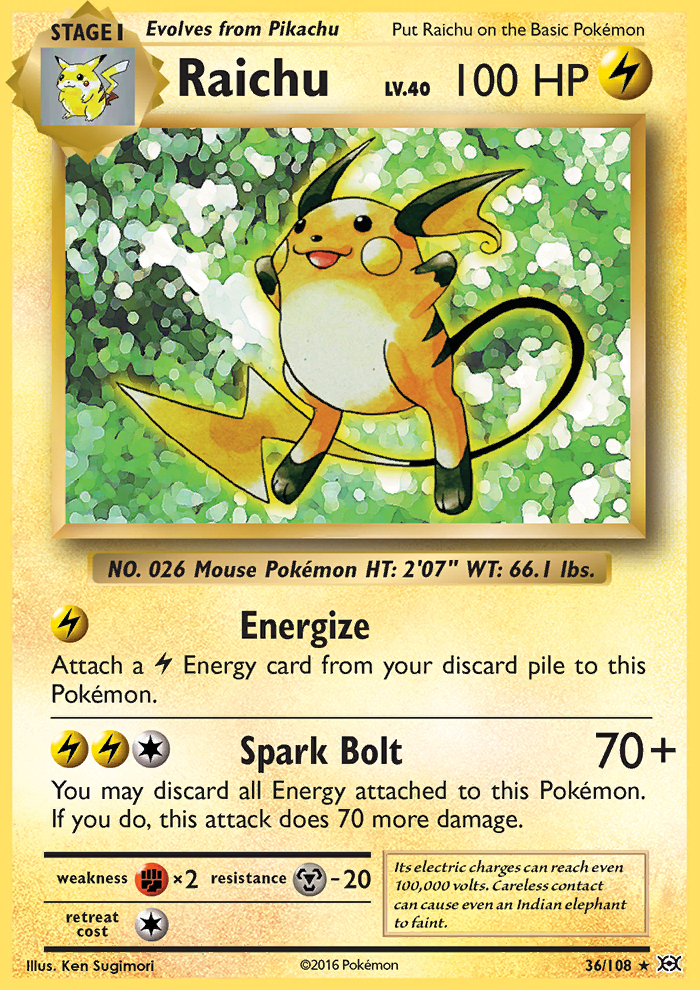 de! Raichu evolutions 36//108 Pokemon!! Near Mint Holo rare