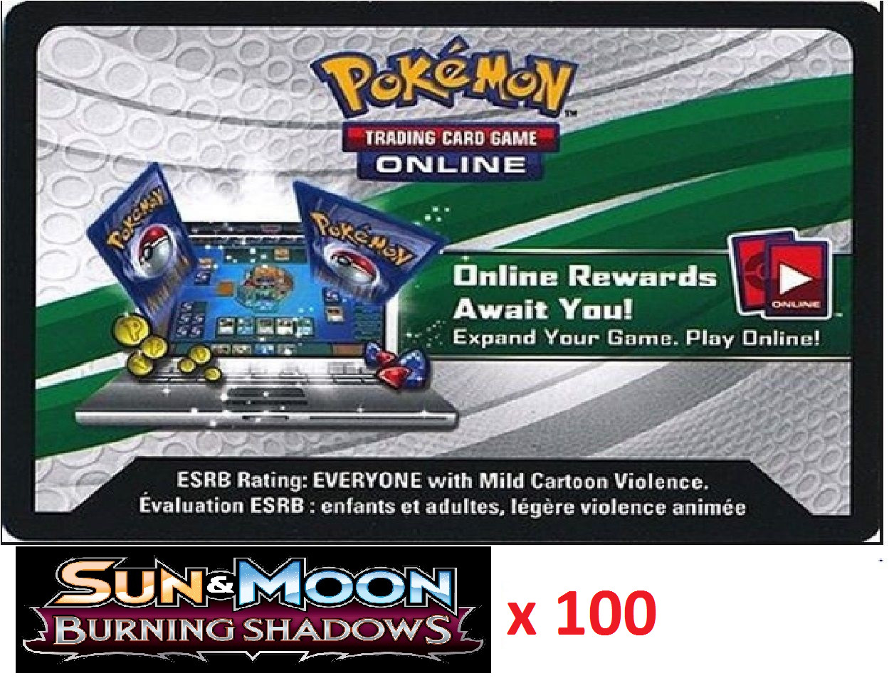 Pokemon Online TCG XY Codes Sun /& Moon BURNING SHADOWS Booster Code Cards