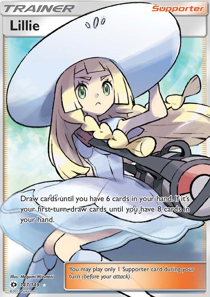 Lillie 147/149 SM Base Set Holo Full Art Ultra Rare Pokemon Card NEAR