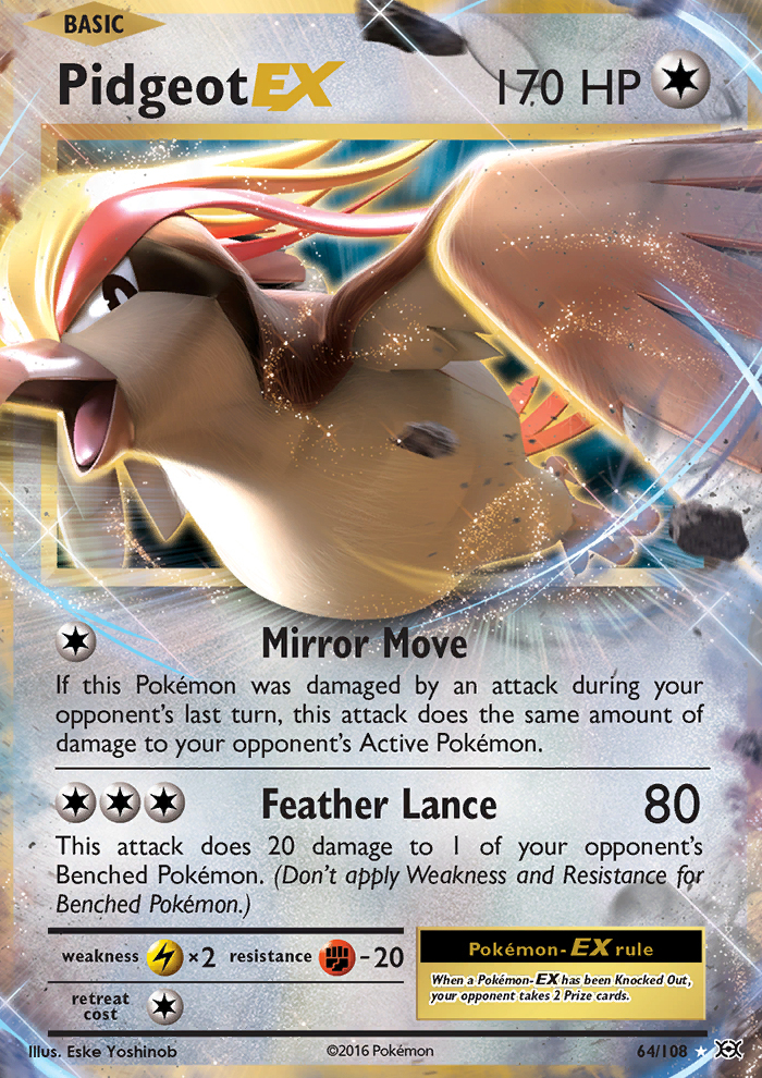 Pidgeot EX 64/108 XY Evolutions Holo Ultra Rare Pokemon Card NEAR MINT TCG