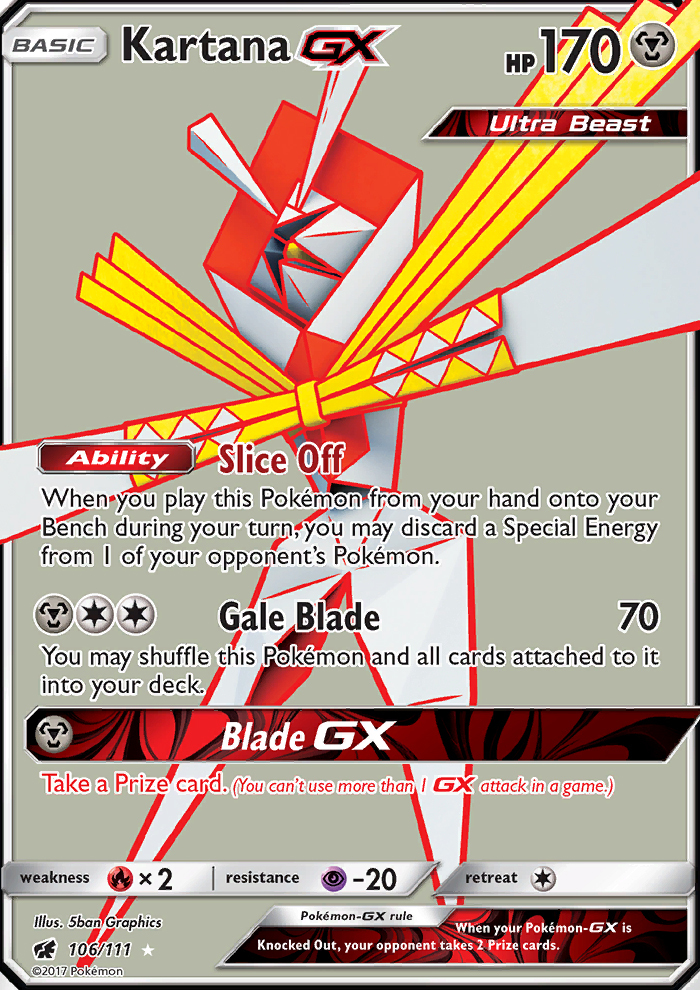 Kartana GX secret Holo SM Crimson Invasion 117/111 custom 