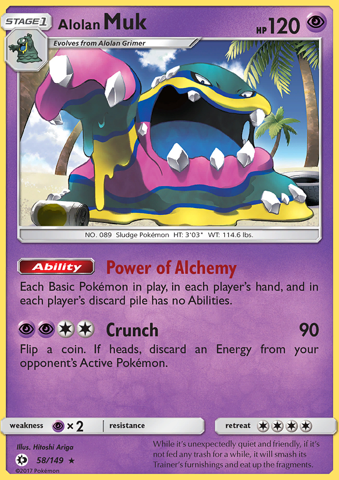 Alolan Muk 58/149 SM Base Set Holo Rare Pokemon Card NEAR MINT TCG