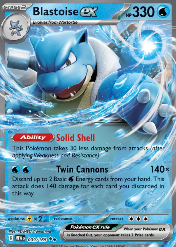 Blastoise EX 009/165 SV 151 Holo Ultra Rare Pokemon Card NEAR MINT TCG