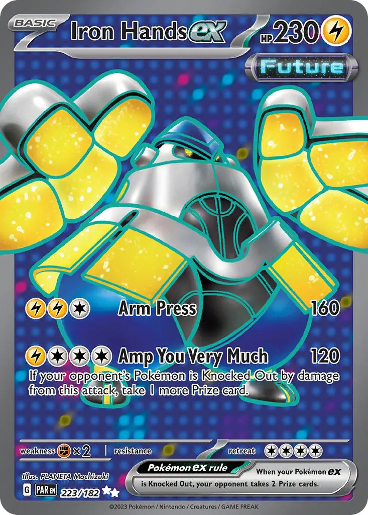 Iron Hands EX 223/182 SV Paradox Rift Full Art Secret Rare Pokemon Card