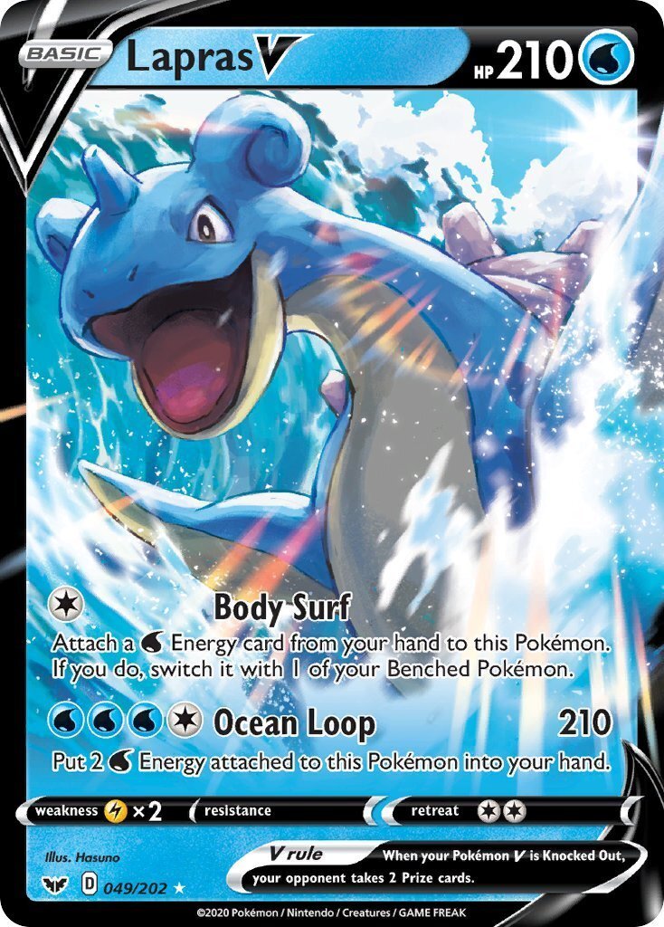 Lapras V 49/202 SWSH Base Set Holo Ultra Rare Pokemon Card NEAR MINT TCG