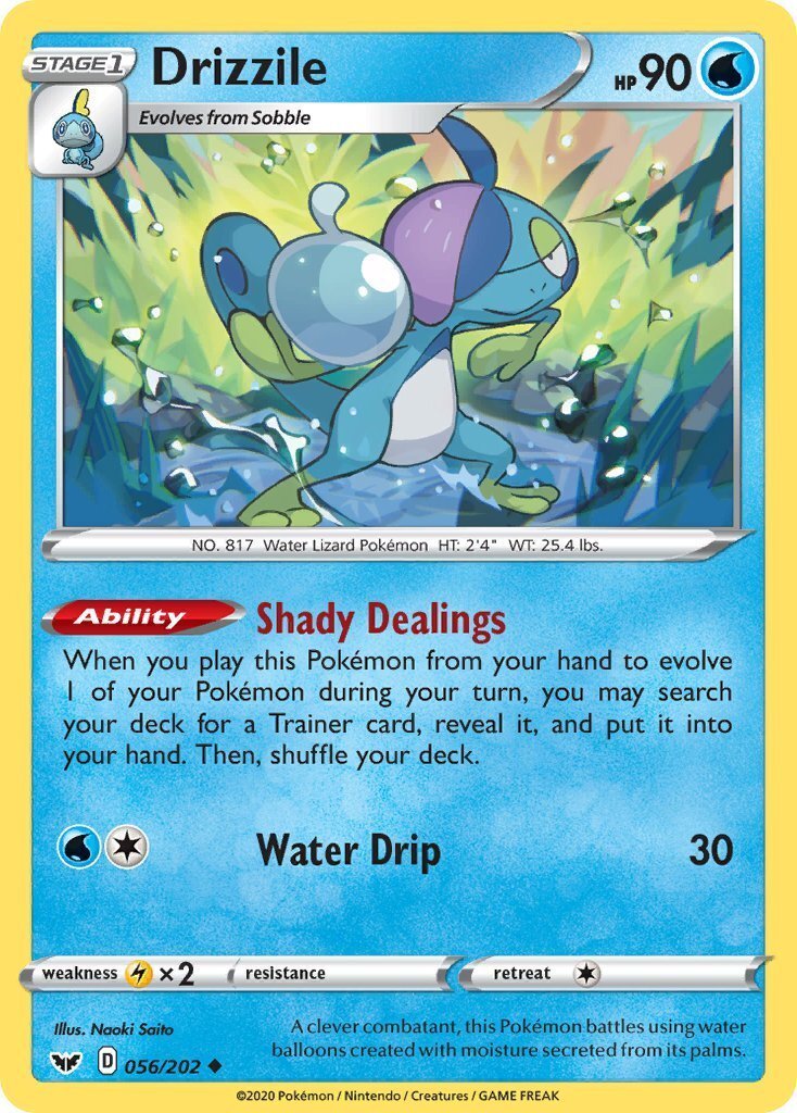 Drizzile 56/202 SWSH Base Set Uncommon Pokemon Card NEAR ...