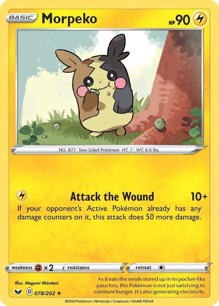 Morpeko 78/202 SWSH Base Set Rare Pokemon Card NEAR MINT TCG