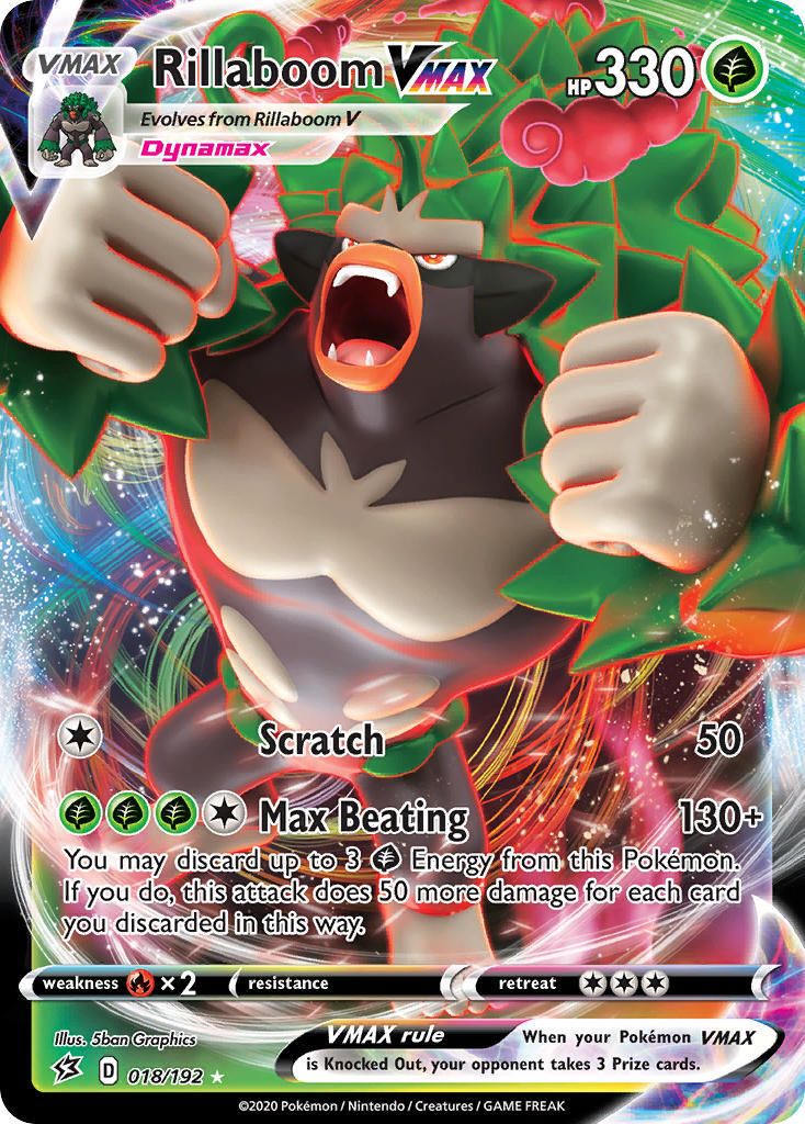 Rillaboom VMAX 18/192 SWSH Rebel Clash Holo Ultra Rare Pokemon Card