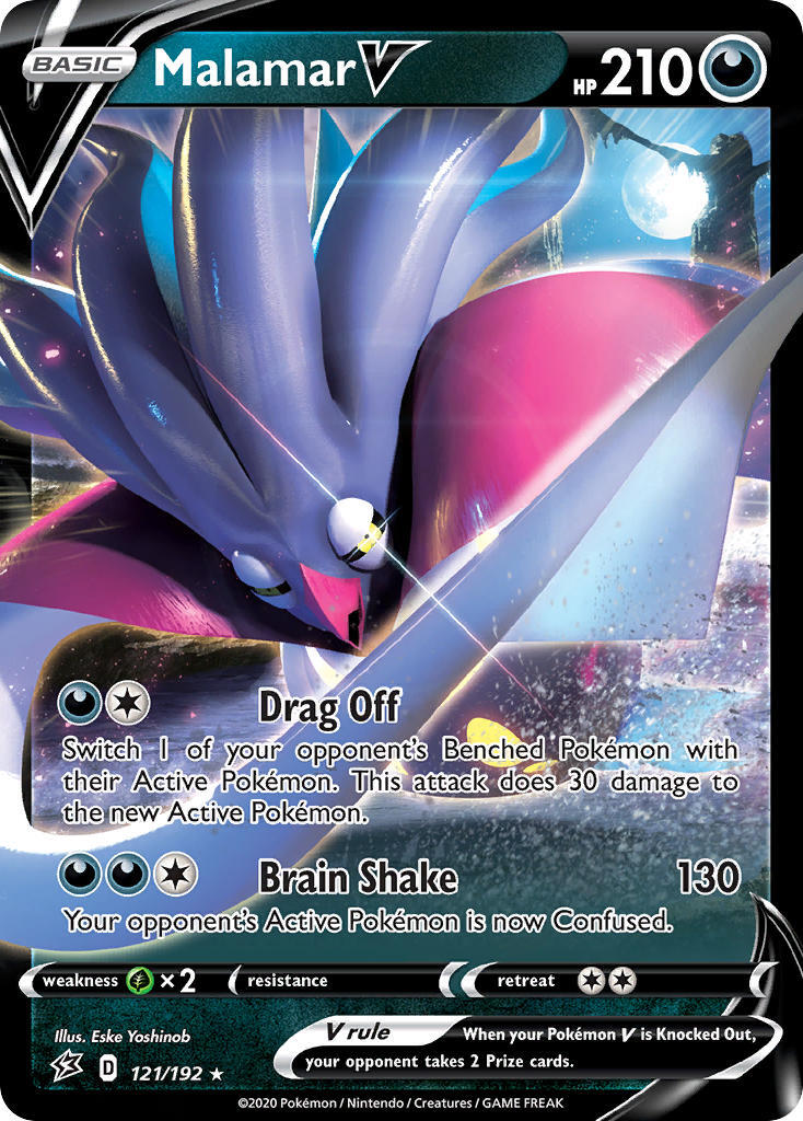 Malamar V 121 192 SWSH Rebel Clash Holo Ultra Rare Pokemon Card NEAR 