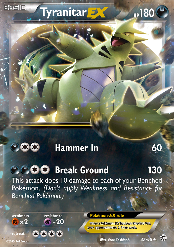 Tyranitar EX 42/98 XY Ancient Origins Holo Ultra Rare Pokemon Card NEAR