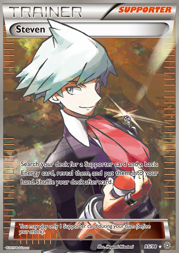 Steven 95/98 XY Ancient Origins Holo Ultra Rare Full Art Pokemon Card NEAR  MINT TCG