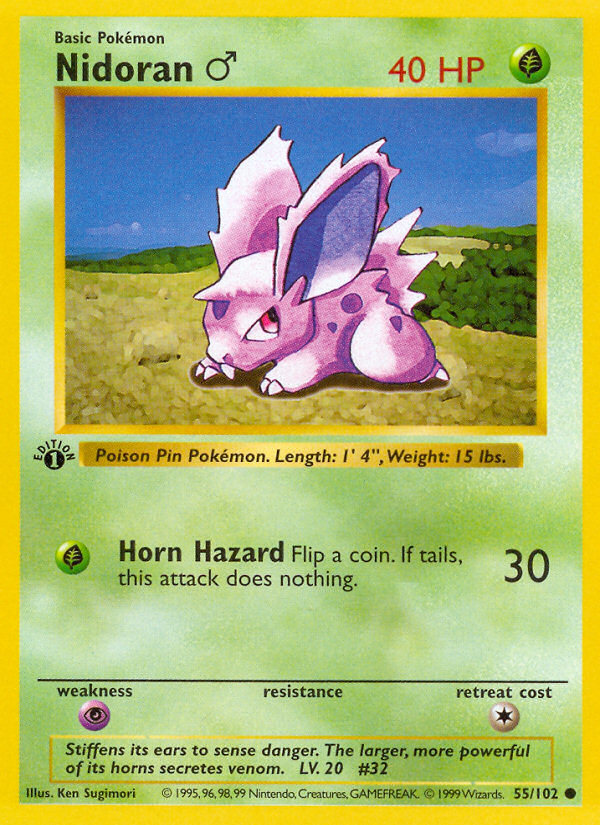 Nidoran 55/102 Base Set 1st Edition Shadowless Common ...