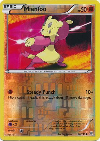 Mienfoo 86/149 BW Boundaries Crossed Reverse Holo Common Pokemon Card
