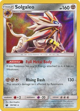 Solgaleo 99/168 SM Celestial Storm Holo Rare Pokemon Card NEAR MINT TCG