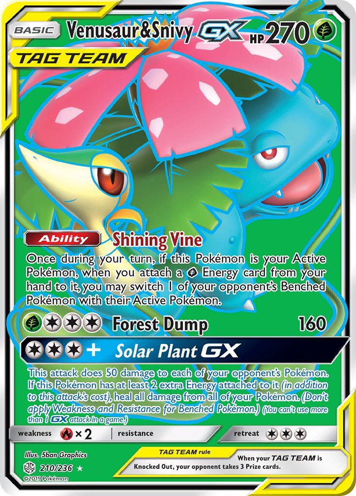 Venusaur & Snivy GX 210/236 SM Cosmic Eclipse Holo Ultra Rare Full