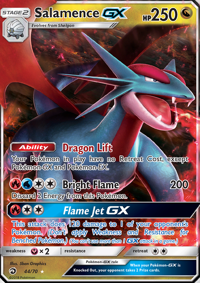 Salamence GX 44/70 SM Dragon Majesty Holo Ultra Rare Pokemon Card NEAR