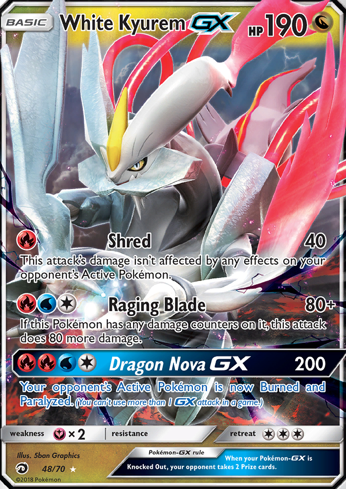 White Kyurem GX 48 70 SM Dragon Majesty Holo Ultra Rare Pokemon Card White Kyurem GX 48 70 SM Dragon Majesty Holo Ultra Rare Pokemon Card