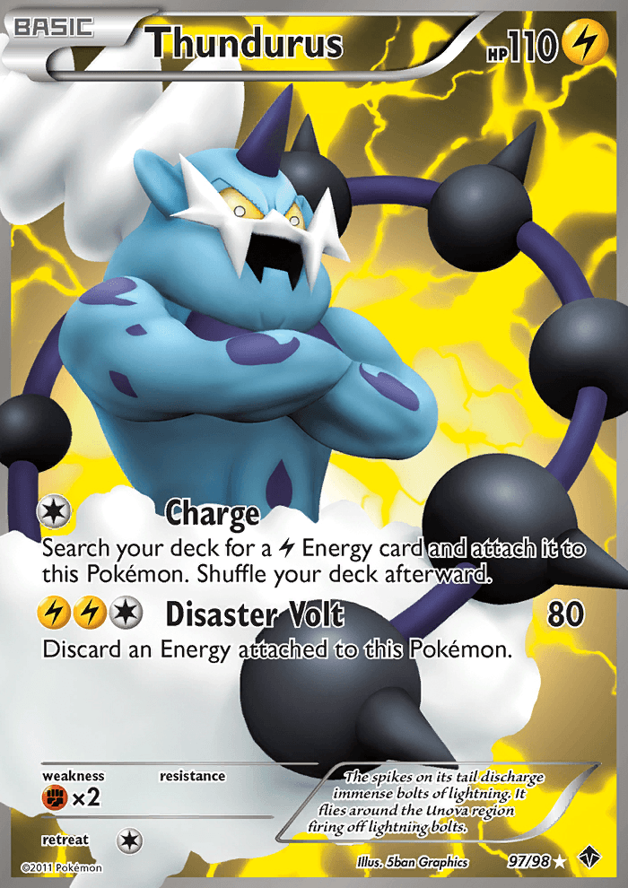 Thundurus 97/98 BW Emerging Powers Holo Ultra Rare Full Art Pokemon