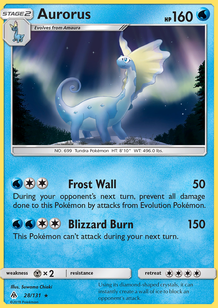 aurorus 28 131 sm forbidden light holo rare pokemon card sm light address