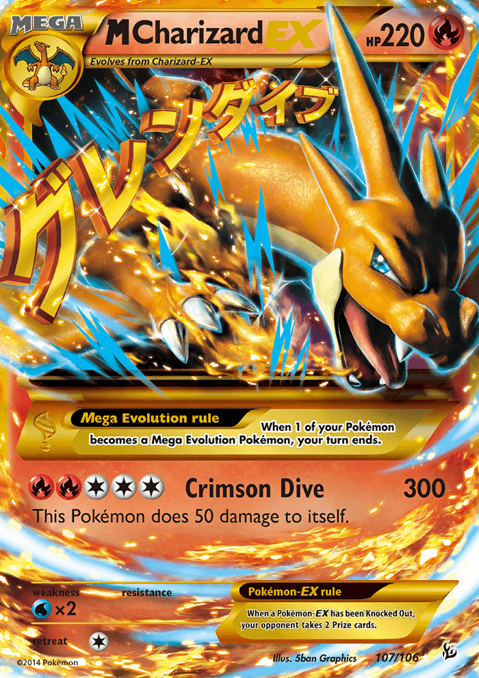 Mega Charizard EX 107 106 XY Flashfire Holo Secret Rare Full Art Mega Charizard EX 107 106 XY Flashfire Holo Secret Rare Full Art