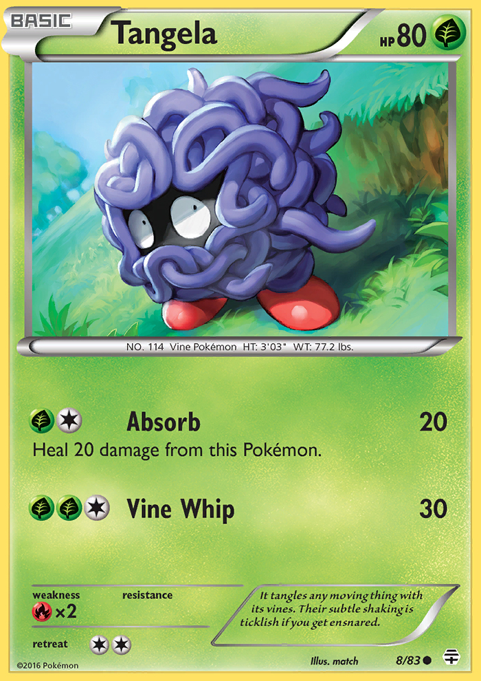 tangela 8 83 xy generations common pokemon card near mint tcg