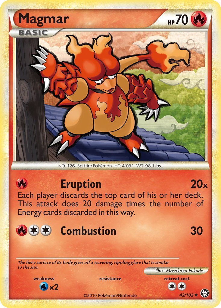 Magmar 42/102 HS Triumphant Uncommon Pokemon Card NEAR MINT TCG