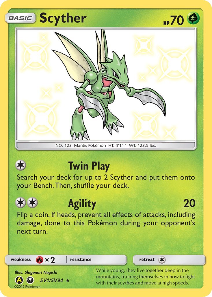Scyther Sv1 Sv94 Sm Hidden Fates Holo Shiny Rare Pokemon Card Near Mint Tcg