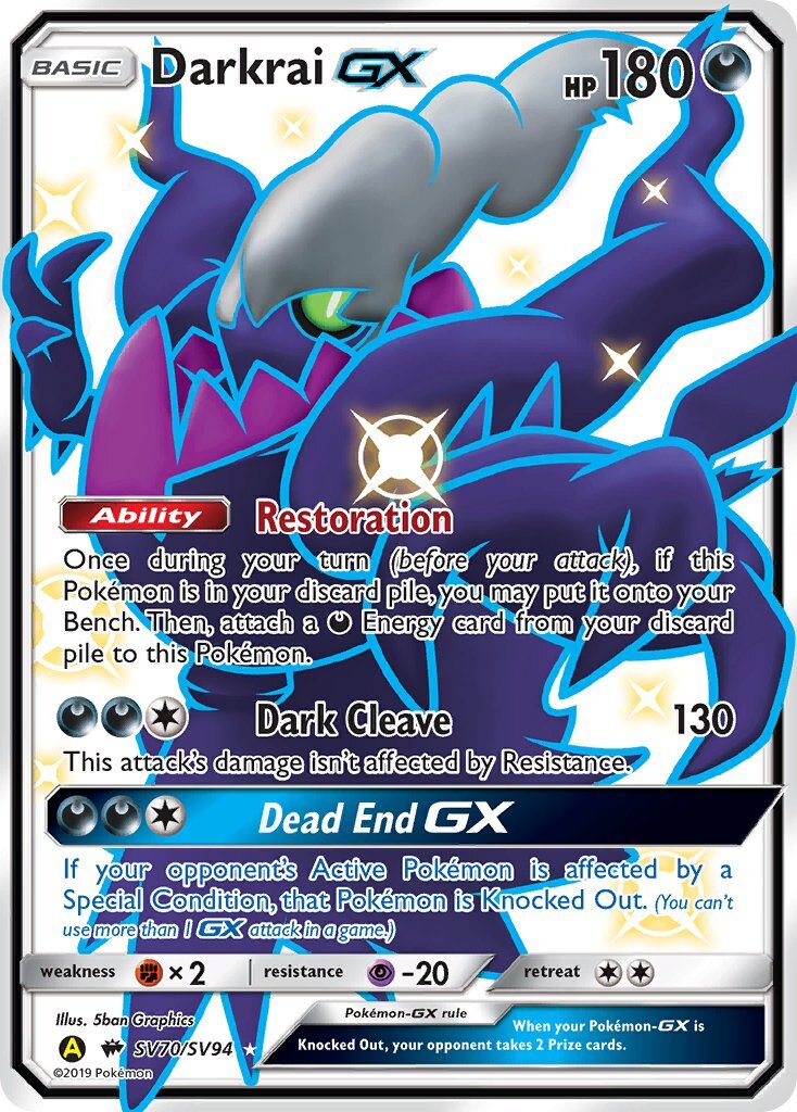 Darkrai GX SV70/SV94 SM Hidden Fates Holo Full Art Shiny