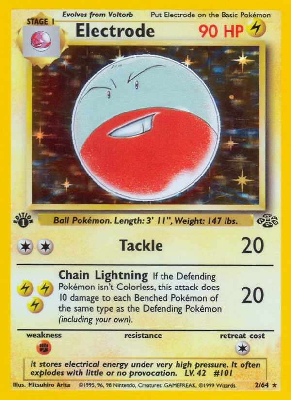 Electrode 2/64 Jungle Set 1st Edition Holo Rare Pokemon Card NEAR MINT TCG