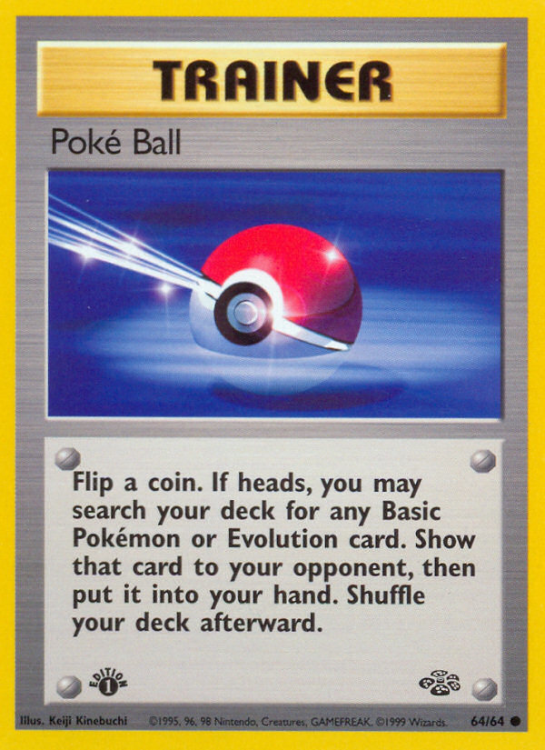 Poke Ball 64/64 Jungle Set 1st Edition Common Trainer Pokemon Card NEAR MINT TCG