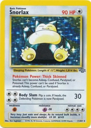 Snorlax 11/64 Jungle Set Unlimited Holo Rare Pokemon Card NEAR
