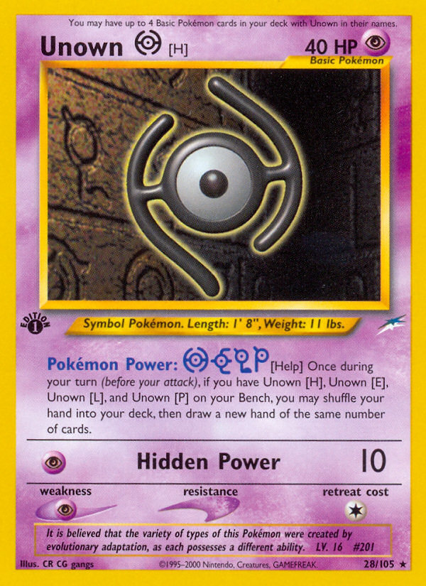 Unown P 58//105 1st Edition Neo Destiny Pokémon Card NEAR MINT//MINT