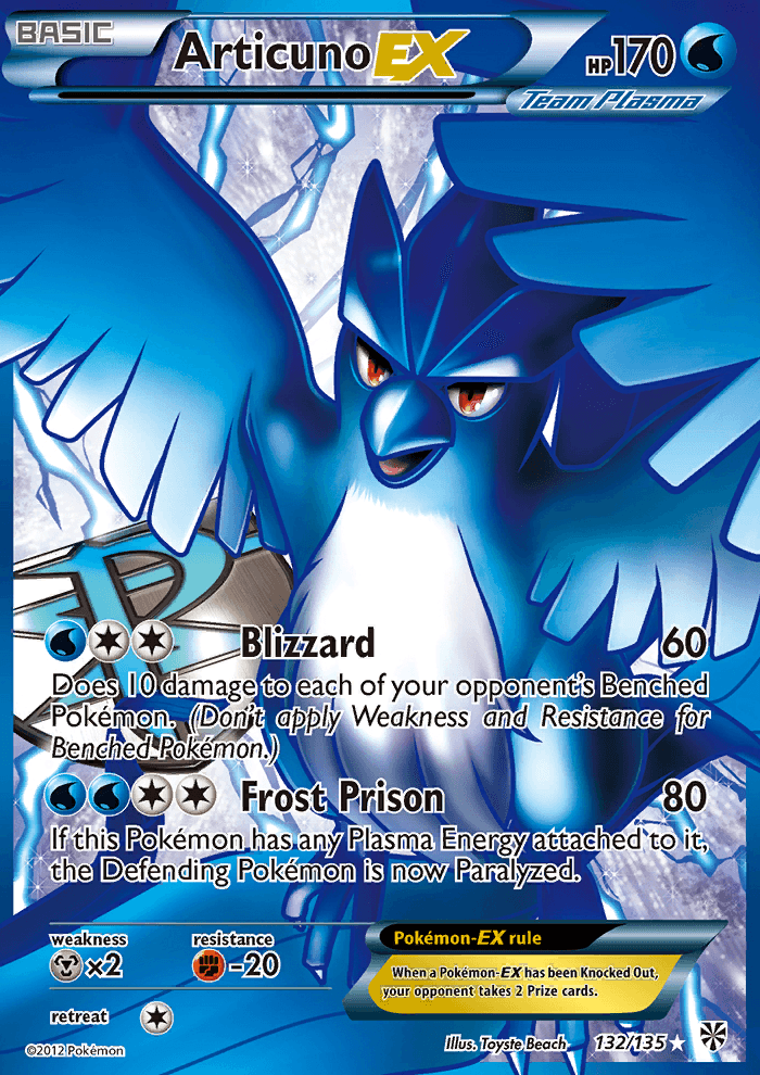 Articuno EX 132/135 BW Plasma Storm Holo Ultra Rare Full Art Pokemon