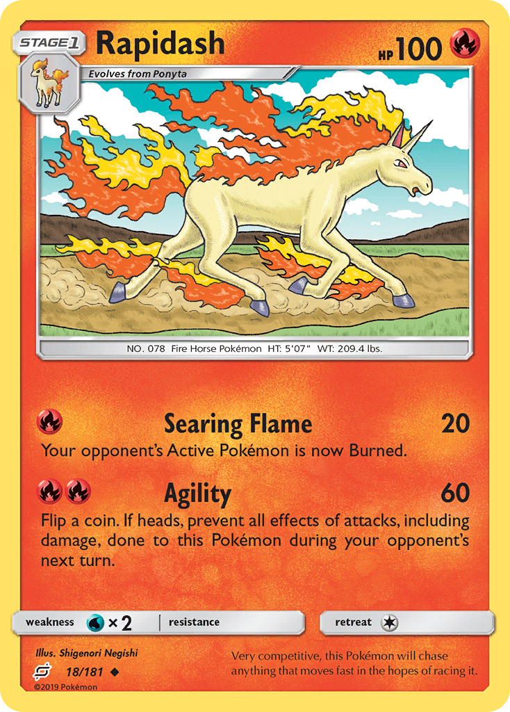 Rapidash 18/181 SM Team Up Uncommon Pokemon Card NEAR MINT TCG