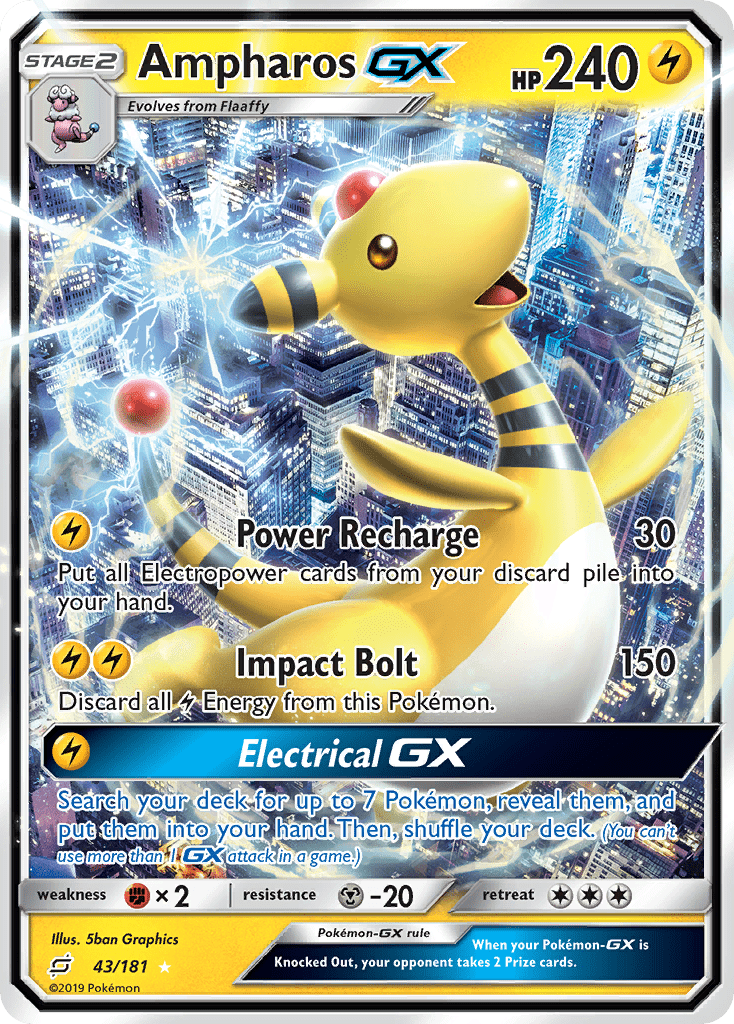 Ampharos GX 43/181 SM Team Up Holo Ultra Rare Pokemon Card ...