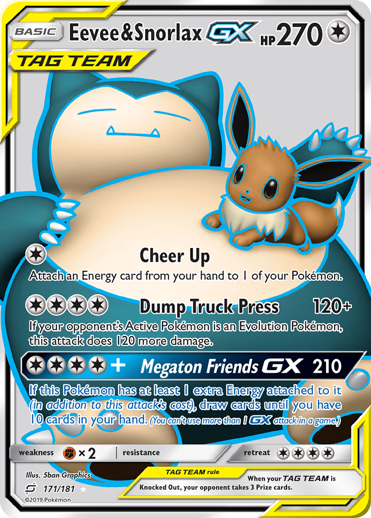Eevee & Snorlax GX 171/181 SM Team Up Holo Ultra Rare Full Art