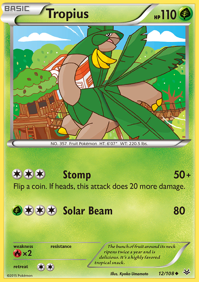 Tropius 12/108 XY Roaring Skies Pokemon Card NEAR