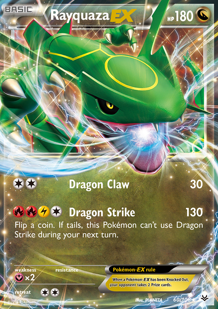 Rayquaza EX Pokemon Holo 60 108 XY Roaring Skies Toys Games Trading